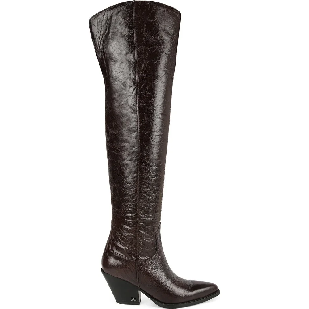 NEW Sam Edelman Julee Espresso Brown Leather Over The Knee Boots Size 5.5